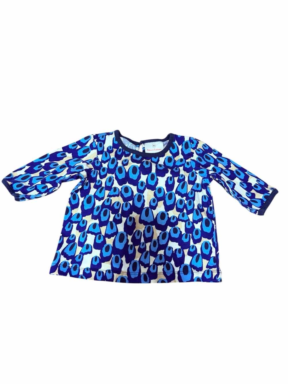 Hanna Andersson Size 80 Blue Abstract Floral Print Long Sleeve Cotton Top